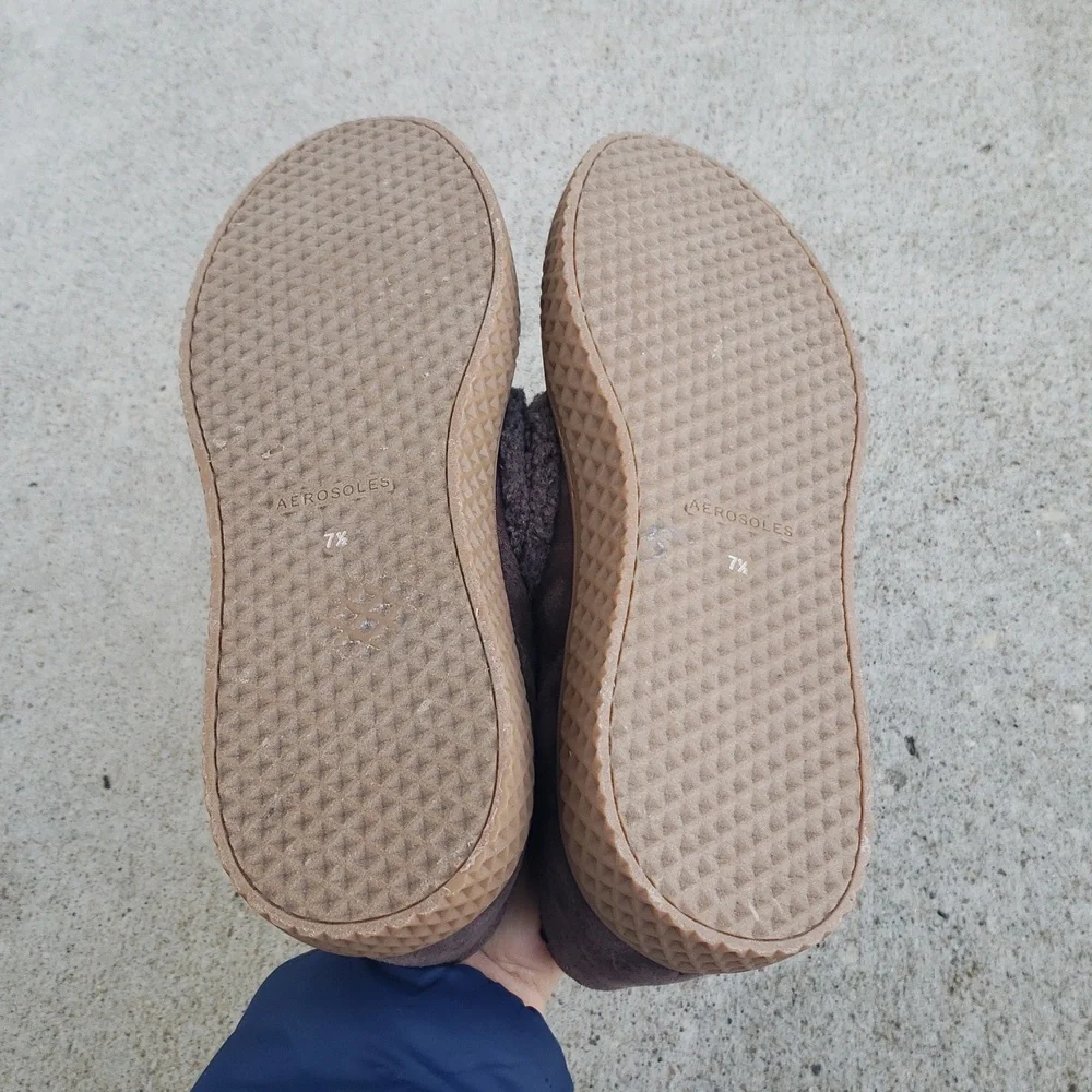 Aerosoles Wave Ebbie Sherpa Low Top Ankle Boots Sneaker Medium Taupe Size 7.5